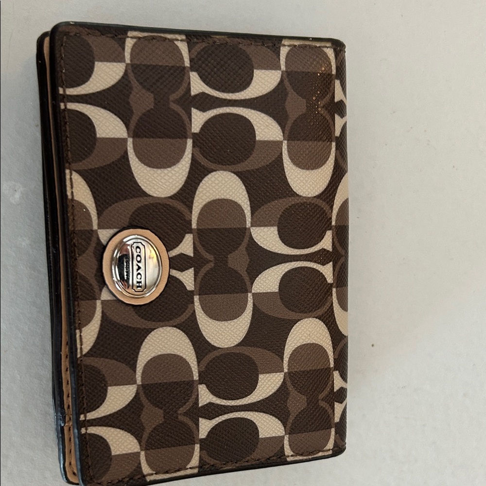 Coach Signature Brown and Cream Wallet